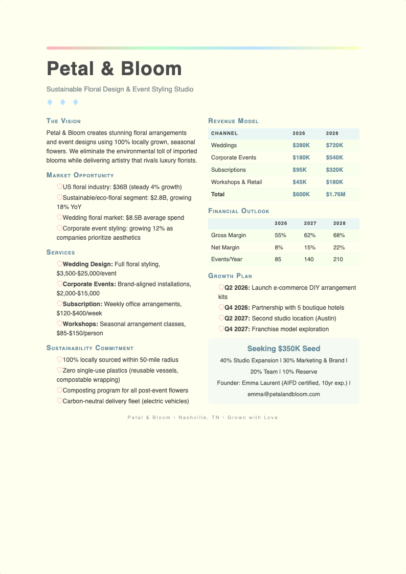 Pastel soft dreamy business plan